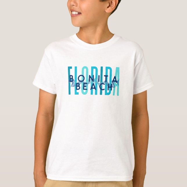 T-shirt Bonita Beach Floride (Ocean Waves) (Devant)