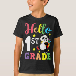 T-shirt Bonjour 1ère Année Cute Panda Retour À L'École Étu