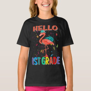 T-shirt Bonjour 1ère année Flamant rose Retour à l'école