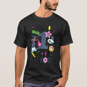 T-shirt Bonjour 1ère année Rock Girl Demin mignonne Retour