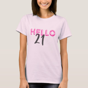 T-shirt Bonjour 21 Anniversaire rose mignon