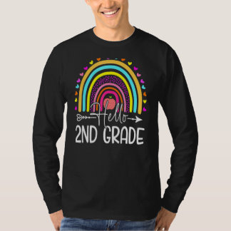 T-shirt Bonjour 2e année Arc-en-ciel Enseignant de premièr