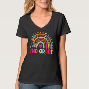 T-shirt Bonjour 2e année Arc-en-ciel Retour à l'école Ense