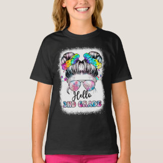 T-shirt Bonjour 2e année Messy Cheveux Retour à l'école T-