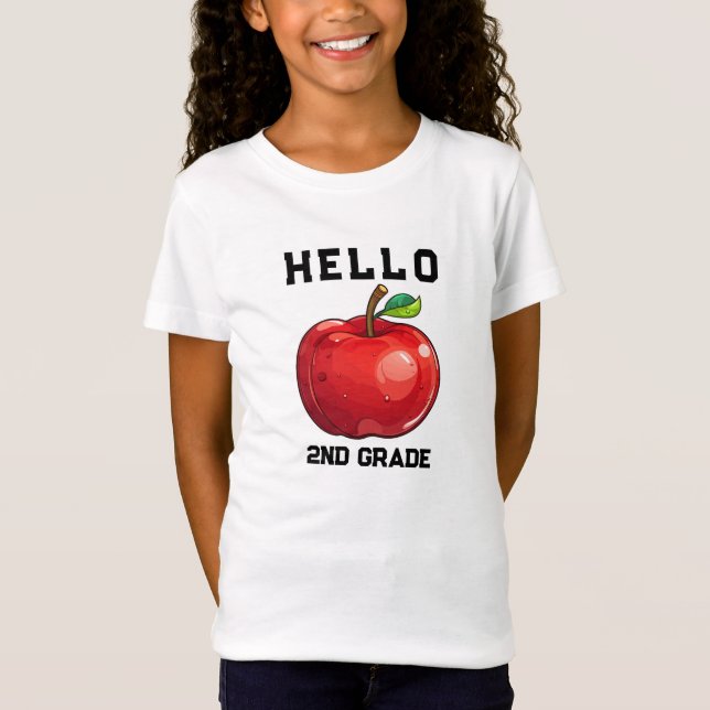 T-Shirt Bonjour 2e année Retour à l'école (Devant)