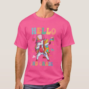 T-shirt Bonjour 2E Année Retour À L'École Cute Unicorn Gir
