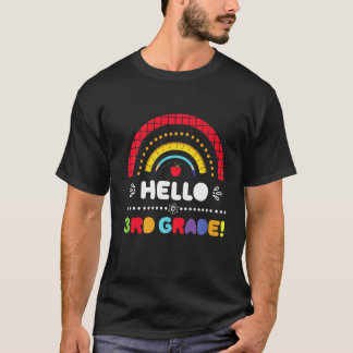 T-shirt Bonjour 3e année Arc-en-ciel Rentrée scolaire Troi