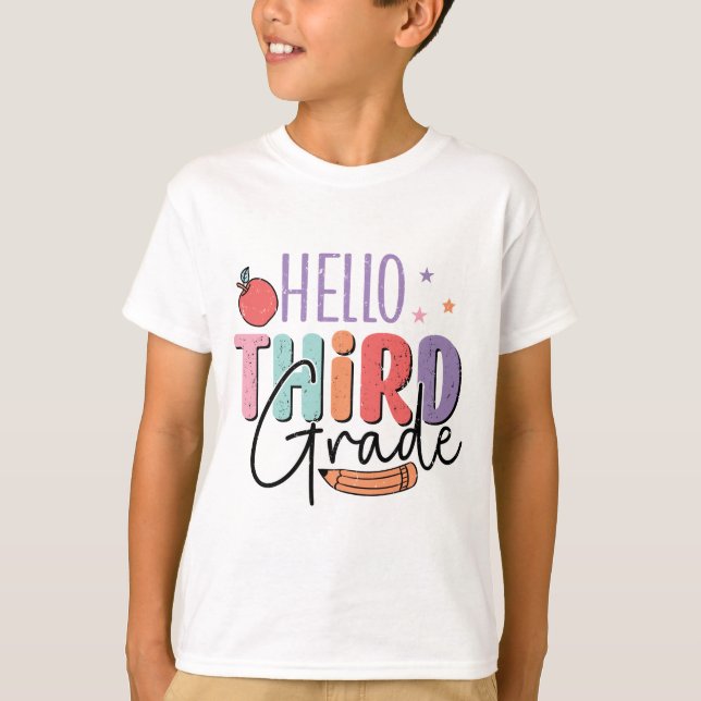 T-shirt Bonjour 3e année de retour à l'école (Devant)