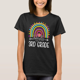 T-shirt Bonjour 3e année Enseignants Arc-en-ciel Enfants R