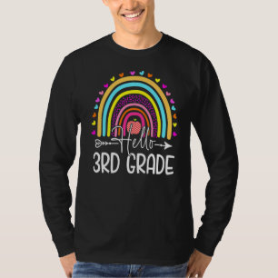 T-shirt Bonjour 3e année Enseignants Arc-en-ciel Enfants R