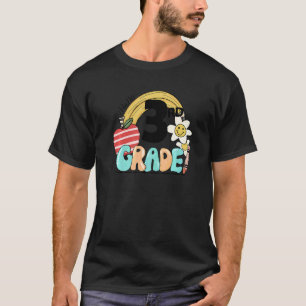T-shirt Bonjour 3e année Groovy Rainbow Retour à l'école E