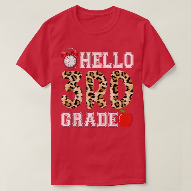 T-shirt Bonjour 3e année Leopard Étudiants Leopard Retour  (Design devant)
