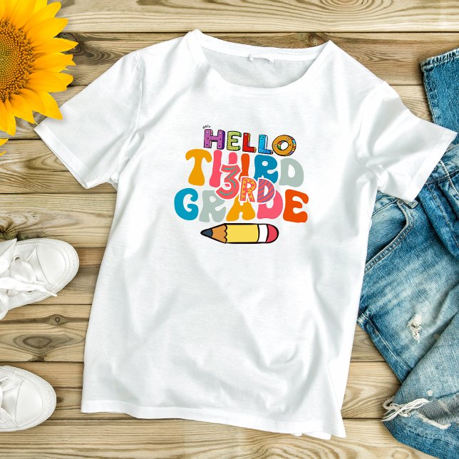 T-Shirt Bonjour 3e année Retour à l'école Cute Kids (Créateur téléchargé)