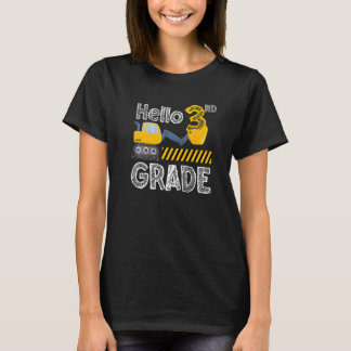 T-shirt Bonjour 3e Classe Construction Excavateur Retour à