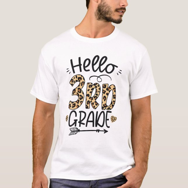 T-shirt Bonjour 3E Classe Leopard Étudiants De Leopard Ret (Devant)