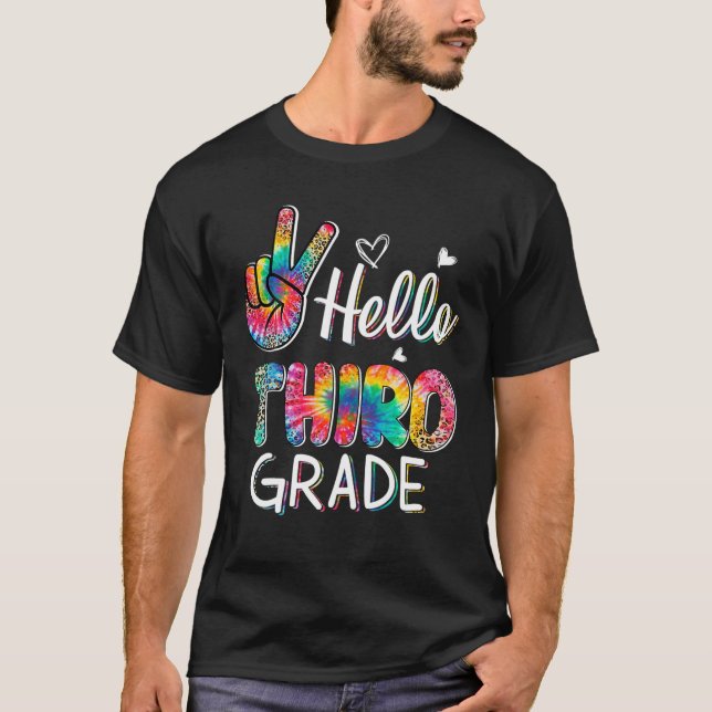 T-shirt Bonjour 3E Cool Leopard de teinture de teinture de (Devant)