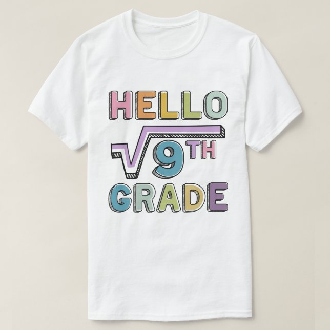 T-shirt Bonjour 3ème Grade Funny Carré Racine De 9 Maths (Design devant)