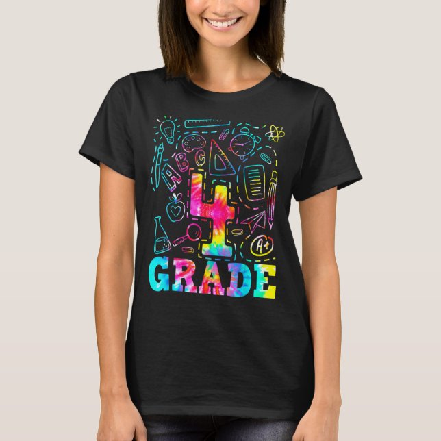 T-shirt Bonjour 4e année 4e grade Squad teint teint de qui (Devant)