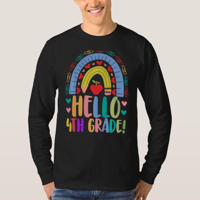 T-shirt Bonjour 4e année école Rainbow Grade Acedamic (Devant)