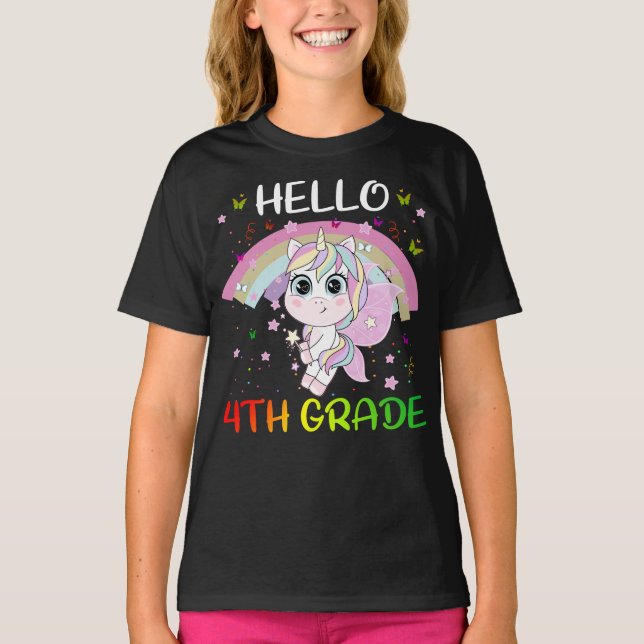 T-shirt Bonjour 4e année Enseignant Etudiante Équipe Unico (Devant)
