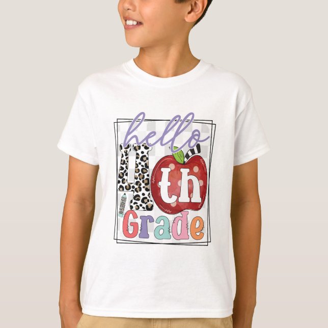 T-shirt Bonjour 4e année, garçon ou fille (Devant)