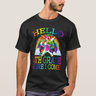 T-shirt Bonjour 4E Année Ici Je Reviens Unicorn À L'École