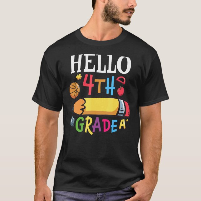 T-shirt Bonjour 4e année mignonne 4e année (Devant)