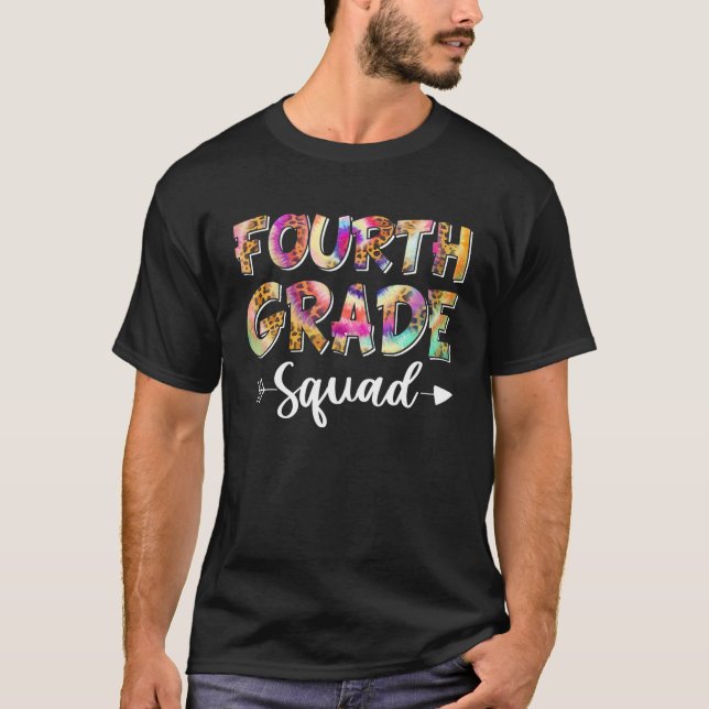T-shirt Bonjour 4E Classe Squad Tie Dye Leopard Retour À S (Devant)