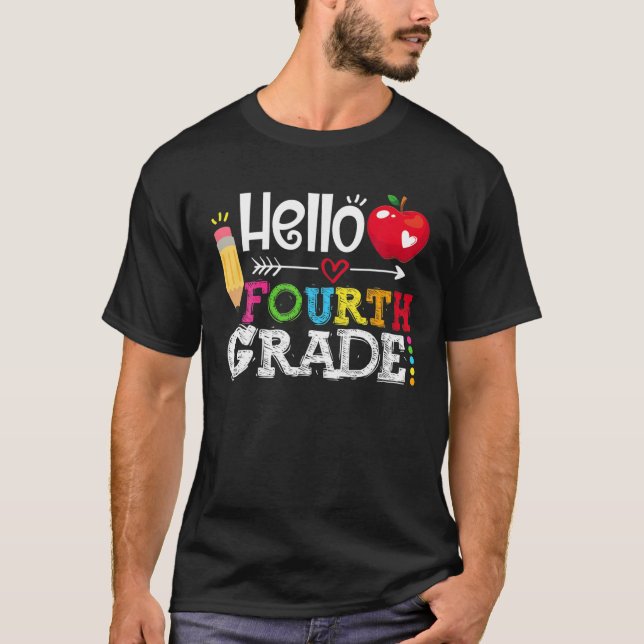 T-shirt Bonjour 4E Enseignant De 4E Année Premier Jour De  (Devant)