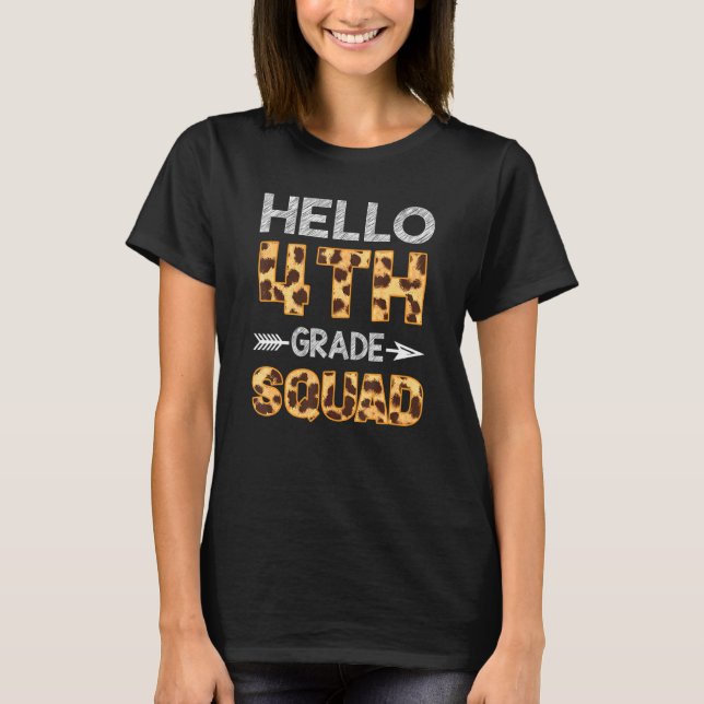 T-shirt Bonjour 4e grade Escadron Leopard Tee Love Quatriè (Devant)
