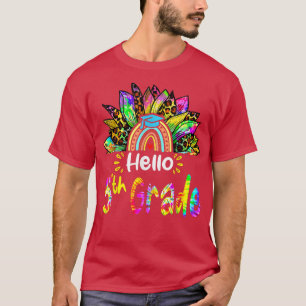 T-shirt Bonjour 5e année Arc-en-ciel teinture de tournesol