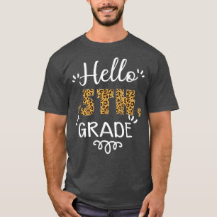 T-shirt Bonjour 5e année de retour à l'école Leopard Ensei