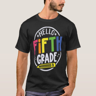 T-shirt Bonjour 5E Année Heureux Premier Jour D'Enseigneme