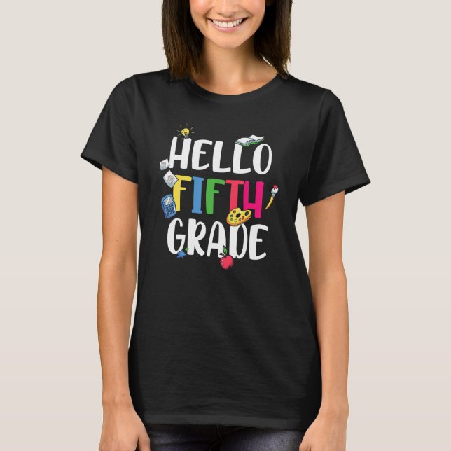 T-shirt Bonjour 5e année mignonne 5e année (Devant)