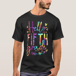 T-shirt Bonjour 5E Année Tie Dye Retour À L'École Enseigna