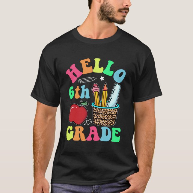 T-shirt Bonjour 6E Classe De Crayon Léopard De Classe Reto (Devant)