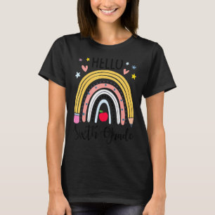 T-shirt Bonjour 6E Grade Boho Rainbow Student Retour à Sch