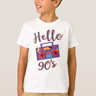 T-shirt Bonjour 90s radio cassette enregistreur