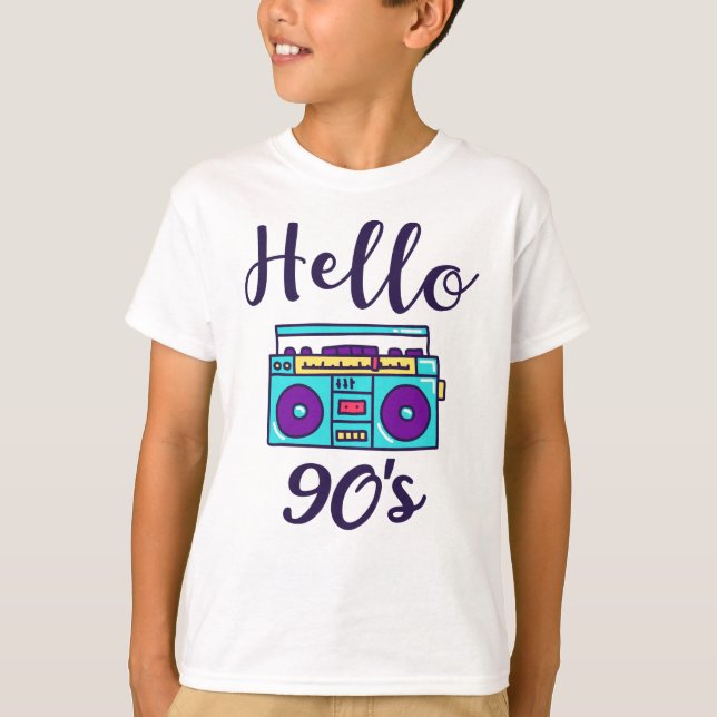 T-shirt Bonjour 90s radio cassette enregistreur (Devant)