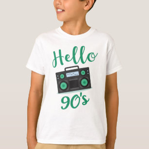 T-shirt Bonjour 90s radio cassette enregistreur