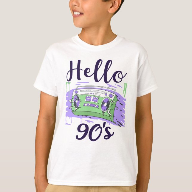 T-shirt Bonjour 90s radio cassette enregistreur (Devant)