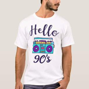 T-shirt Bonjour 90s radio cassette enregistreur