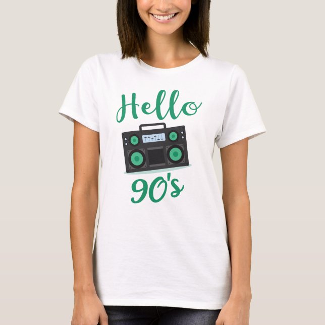 T-shirt Bonjour 90s radio cassette enregistreur (Devant)