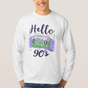T-shirt Bonjour 90s radio cassette enregistreur