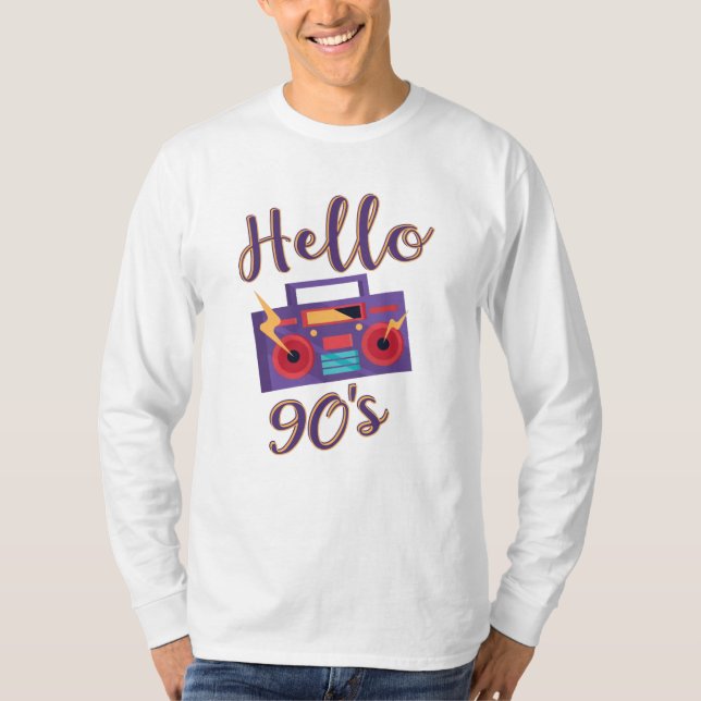 T-shirt Bonjour 90s radio cassette enregistreur (Devant)
