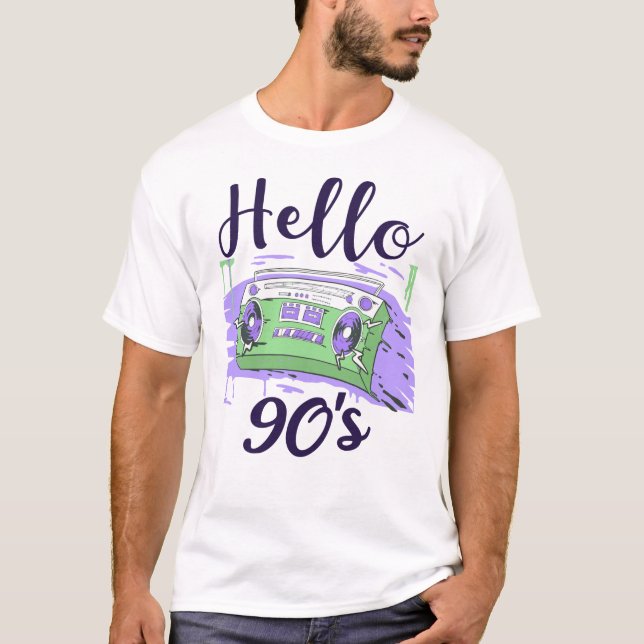 T-shirt Bonjour 90s radio cassette enregistreur (Devant)