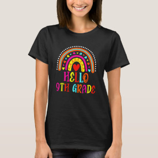 T-shirt Bonjour 9e année Boho Rainbow Teacher Kids Retour 