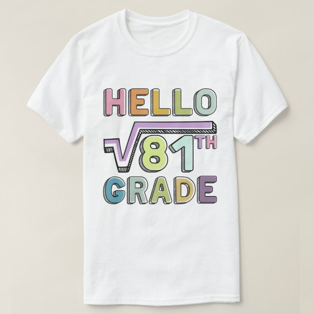 T-shirt Bonjour 9e année Funny Carré racine de 81 maths  (Design devant)