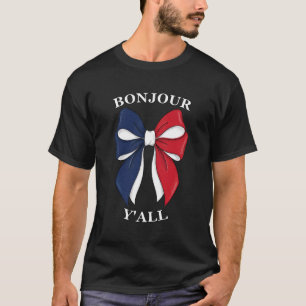 T-shirt Bonjour à tous Drapeau français Nœud Coquette Esth