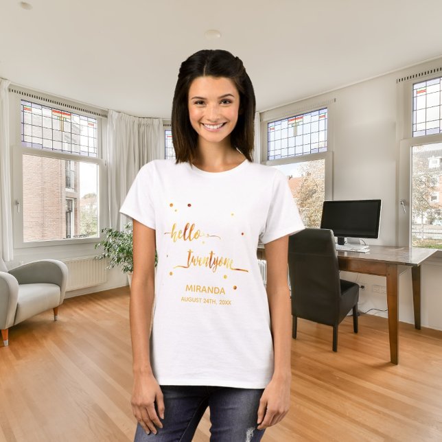 T-shirt Bonjour à vingt-et-un 21e anniversaire typographie (Créateur téléchargé)